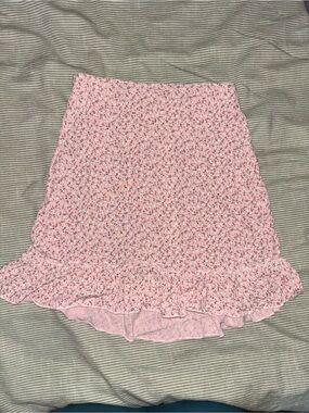Brandy Melville Pink Floral Ruffle Skirt